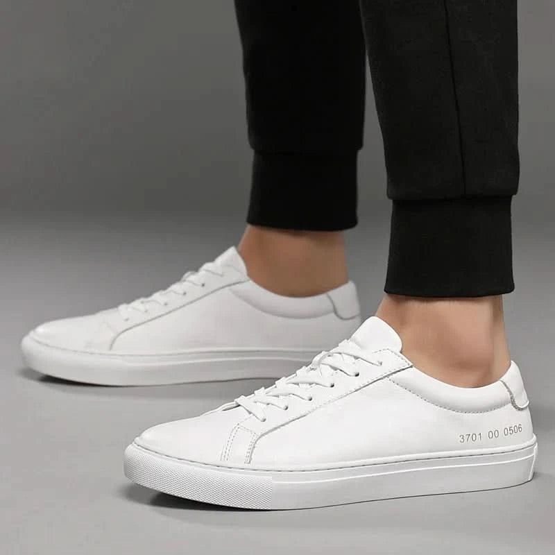 Italian Genuine Leather Men's Shoes 2024 Designer White Shoes Comfy Walking Shoes Lace-up Business Outdoor Zapatos Para Hombre - M & M Global