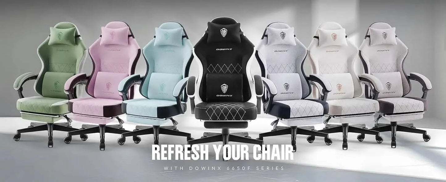 Dowinx Gaming Chair Fabric with Pocket Spring Cushion, High Back Ergonomic Computer Chair with Footrest for Adults