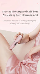 Women's 2-in-1 Dual-Head Electric Razor Painless Bikini Trimmer Wet/Dry Use Detachable Head for Ladies Pubic Hair Shaver