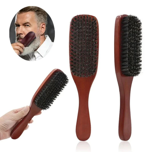 Natural Boar Bristle Beard Brush Men Facial Hair Cleaning Brush Professional Hairbrush Shaving Tools Beard Mustache Brushes - M & M Global