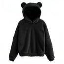 Autumn Winter Women's Hoodies Winter Women Long Sleeve Rabbit Ear Hood Sweatshirt Cute Plush Warm Casual Hoodie Tops