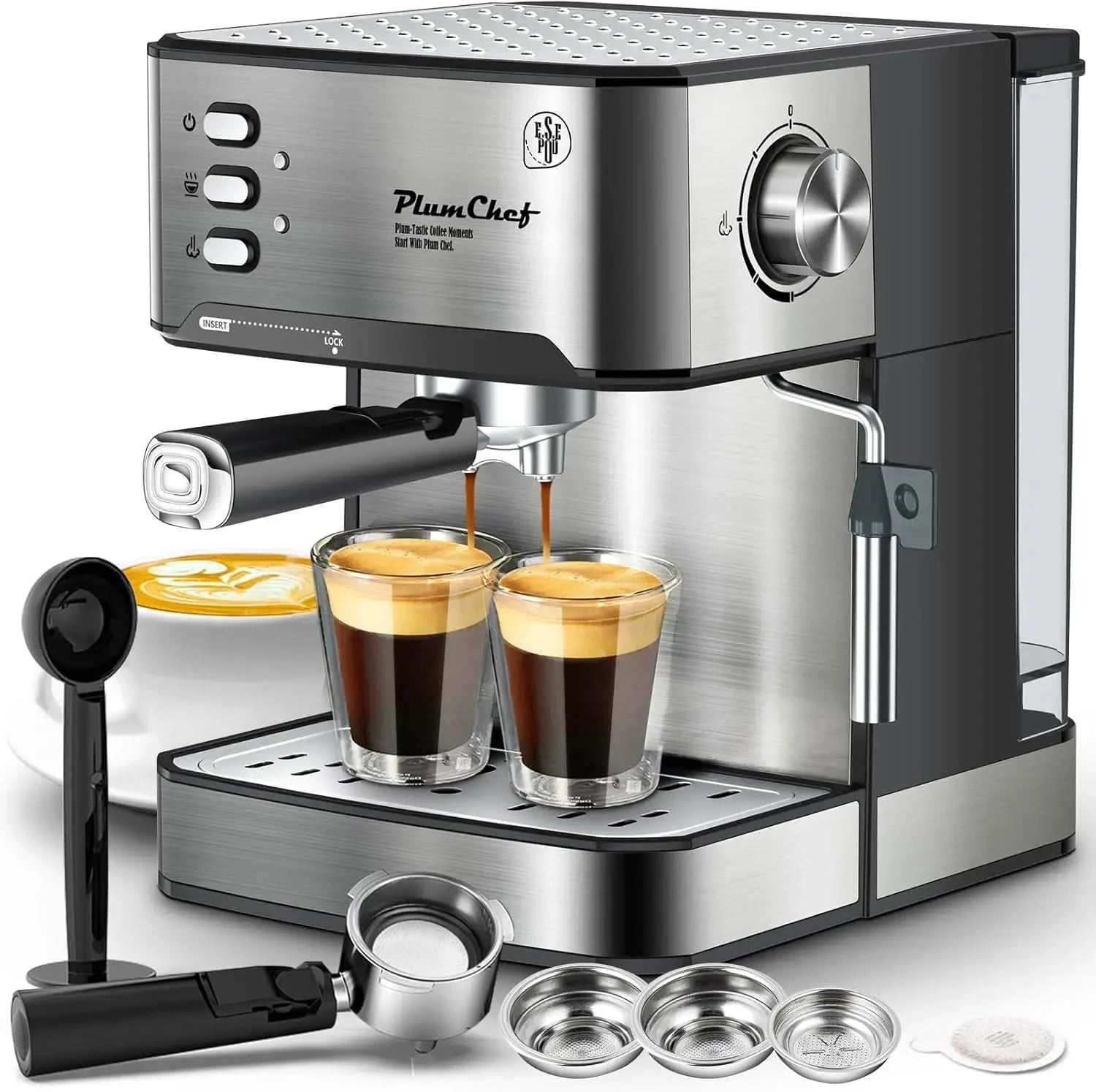 Espresso Machine 20 Bar Professional Compact Homehold Coffee Espresso Maker with Milk Frother Steam Wand 54oz Water Tank Low Noi - M & M Global