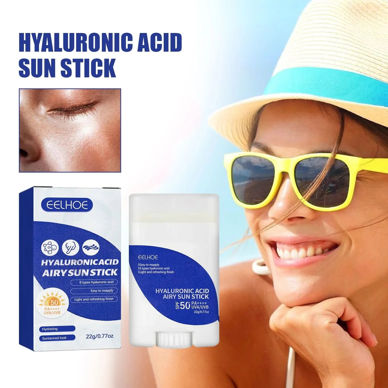 Hyaluronic Acid Sunscreen Bar Moisturizes Skin And Reduces Uv Light Refreshing Hydrating Isolating Waterproof And Uv Resistant - M & M Global
