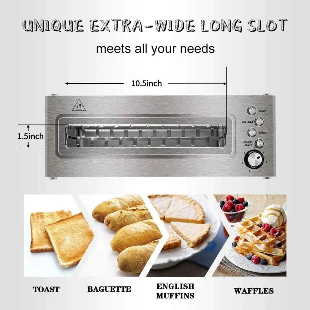 Toaster 2 Slice, Toaster Long Slot with Glass Window Bagel Toasters, Artisan Bread Toaster Stainless Steel Wide Slot with Automa - M & M Global