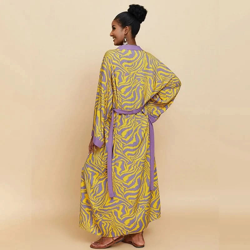 Para Praia Kimono Beach Robe 9 Colors Bikini Cover Ups Beachwear Femme Long Dress Sarong Women Loose Cardigan Swimsuit Covers - M & M Global