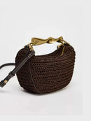 Metal handle Mini Crossbody zipper Braided bag Beach braided adjustable shoulder strap - M & M Global