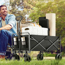 JHK Outdoor Collapsible Foldable Garden Beach Cart Large Capacity Wagon Cart Utility Grocery Wagon for Shopping Sports Camping