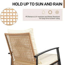3-Piece Outdoor Rocking Bistro Set, Patio Furniture Set w/Soft Thick Cushions & 2-Tier Coffee Table, Rattan Conversation