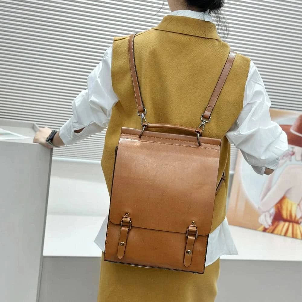 Genuine Leather Women Backpack Cross Body Bag Book School Bags Real Cowhide Lady Female Laptop Daypack Messenger Shoulder Bags - M & M Global
