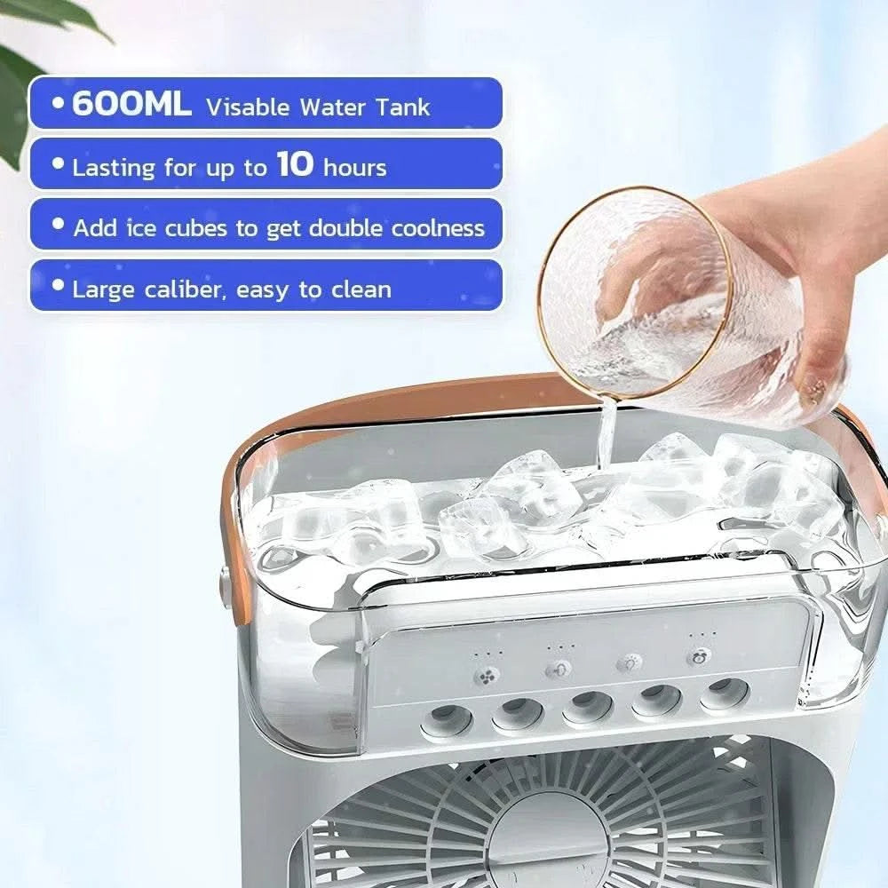 3 In 1 Fan AIr Conditioner Household Small Air Cooler LED Night Light Portable Humidifier Air Adjustment Fan Office Home Fan New - M & M Global