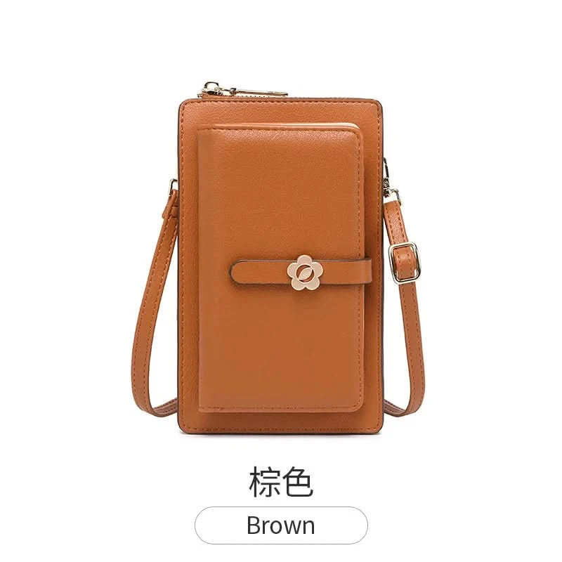MIYIN Women's Soft Leather Touch Screen Phone Bag Flower Decoration Multi functional Large Capacity Crossbody Bag Coin Wallet - M & M Global