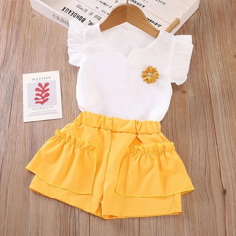 New Summer Fashion Baby Clothes Suit Children Girls Vest Shorts 2Pcs/Sets Toddler Clothing Infant Casual Costume Kids Tracksuits - M & M Global