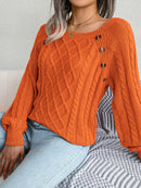 Women Casual Square Collar Buttons Long Sleeve Knitted Pullover Sweaters for Autumn Winter 2026