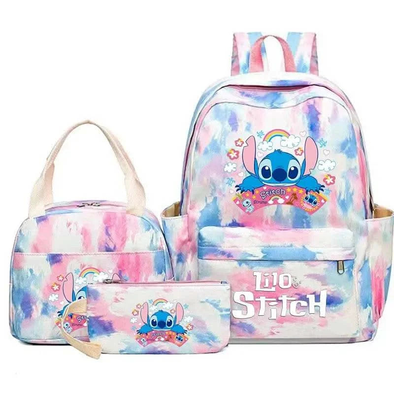 3Pcs Lilo Stitch Colorful Backpack Set With Tote and Pouch Large Capacity Lightweight And Breathable Outdoor Knapsack - M & M Global
