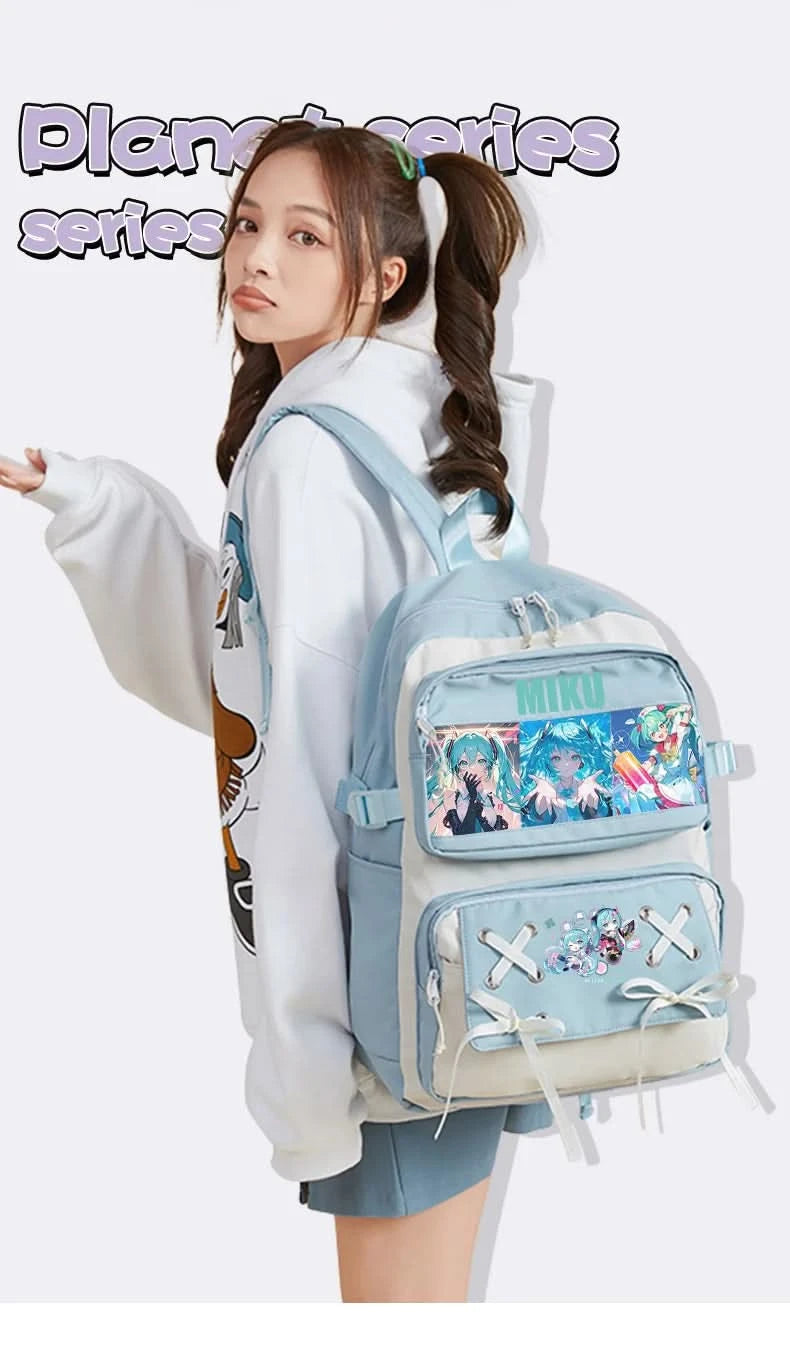 Miku Future School Backpack for Girls 2025 New Fashion Print Youth Pain Bag Large Capacity Backpack for School - M & M Global