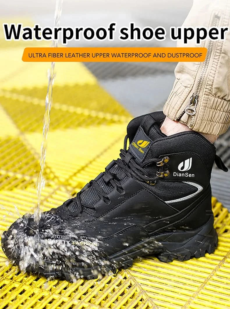 Mens Safety Shoes With Steel Toe Waterproof Boots Puncture Proof Anti-smash Mens Outdoor Work Sneakers Construction Work Shoes
