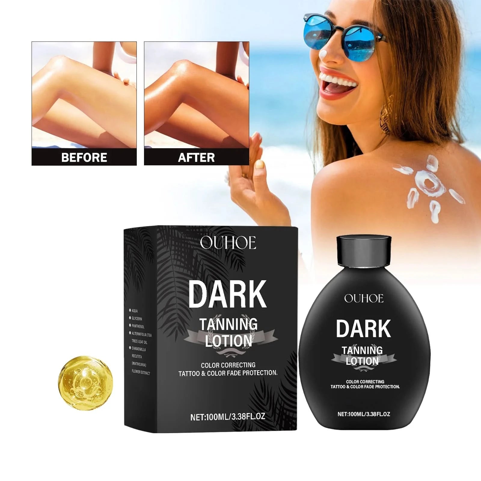 Self Tanning Lotion Beach Nourish Long Lasting Bronzer Dark Skin Quickly Absorbed Non-sticky Non-greasy Sunless Tanning Lotion - M & M Global