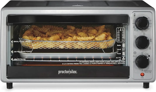 Air Fryer Toaster Oven Combo with 4 Functions Including Convection, Bake & Broil, Fits 6 Slices or 12" Pizza, Auto Shutoff, Blac - M & M Global