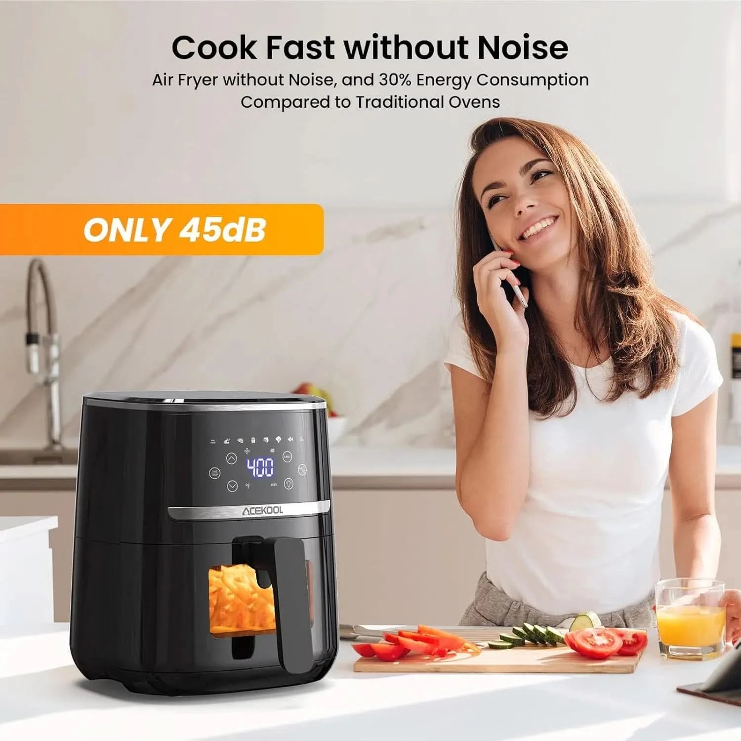 Air Fryer 5 Quart, Digital Display Air Fryer Toaster Oven Combo with 8 Cooking Presets Oilless Cooker for Quick Meal, Visible Wi - M & M Global