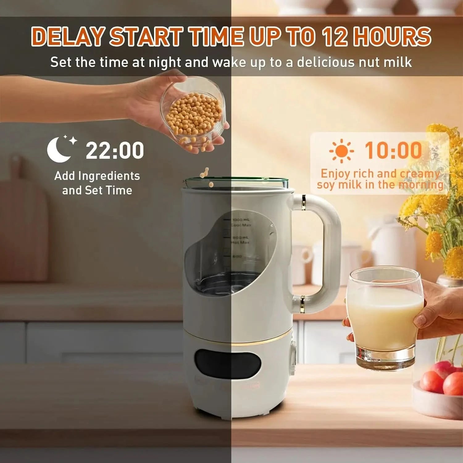 Nut Milk Maker, 35oz/1000ml Multi-Functional Automatic Soy Milk Maker for Homemade Nut, Soy, Almond, Oat Milk, Fruit and Vegetab - M & M Global