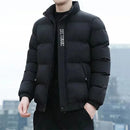Men's Cotton Jacket Winter Stand Collar Warm Fashionable Trendy Bread Style Coat Regular Fit Male Outerwear Winter Jacket Men