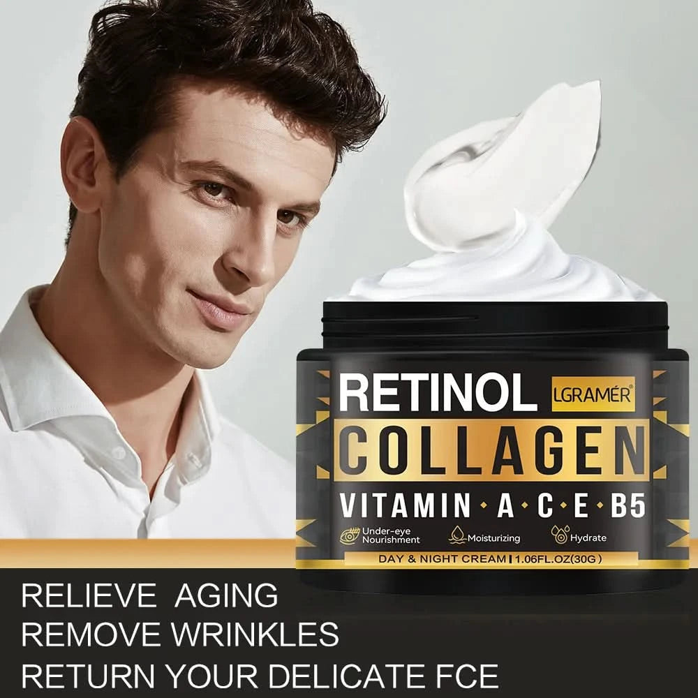 Men's Retinol Collagen Face Cream Skincare Moisturizing Brightening Hydrating Smooth Wrinkles Firming Facial Men Skin Care - M & M Global
