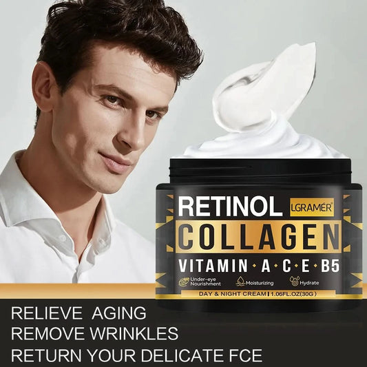Men's Retinol Collagen Face Cream Skincare Moisturizing Brightening Hydrating Smooth Wrinkles Firming Facial Men Skin Care - M & M Global