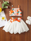 Summer Baby Girl Fashion Lace Strap Top Short Skirt Set Baby Girl Cute Fashion Casual Embroidered Skirt Set - M & M Global
