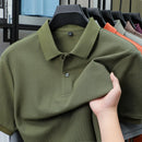 100% pure cotton boutique short sleeved high-end men's polo shirt summer high-quality solid color topsbusiness casual T-shirt