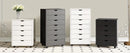 JHK Wood Nightstand Cabinet 5 Drawers Waterproof Surface Storage Organizer File Office Easy To Move Bedside Table Rotating Wheel