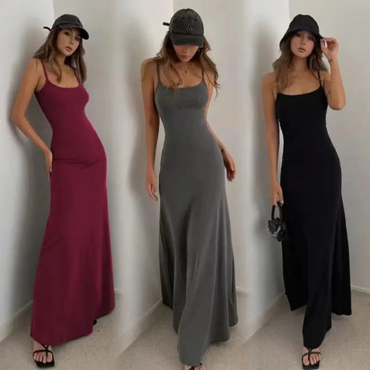 Summer Sexy Bodycon Long Dress Womens Y2k Clothes Sleeveless Sundress Evening Backless Dresses for Women Aesthetic 2024 - M & M Global