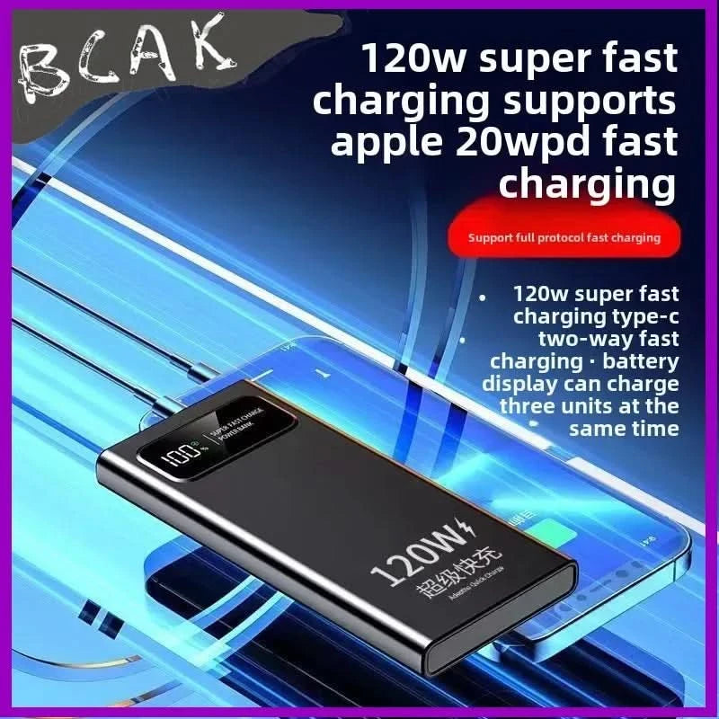 Quality BCAK New 120W Power Bank 20000mAh Super Fast Charging Large Capacity Mobile Power Supply - M & M Global