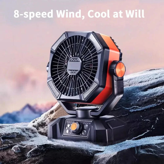 Radiator Fan 20000mAh Battery Camping Fan 4 LED Lantern 8 Speeds Desk Fan Portable Outdoor Fan for Tent Power Outages Jobsite - M & M Global