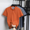 100% pure cotton short sleeved men's polo shirt summer boutique fashion high-quality top solid color collar back striped T-shirt