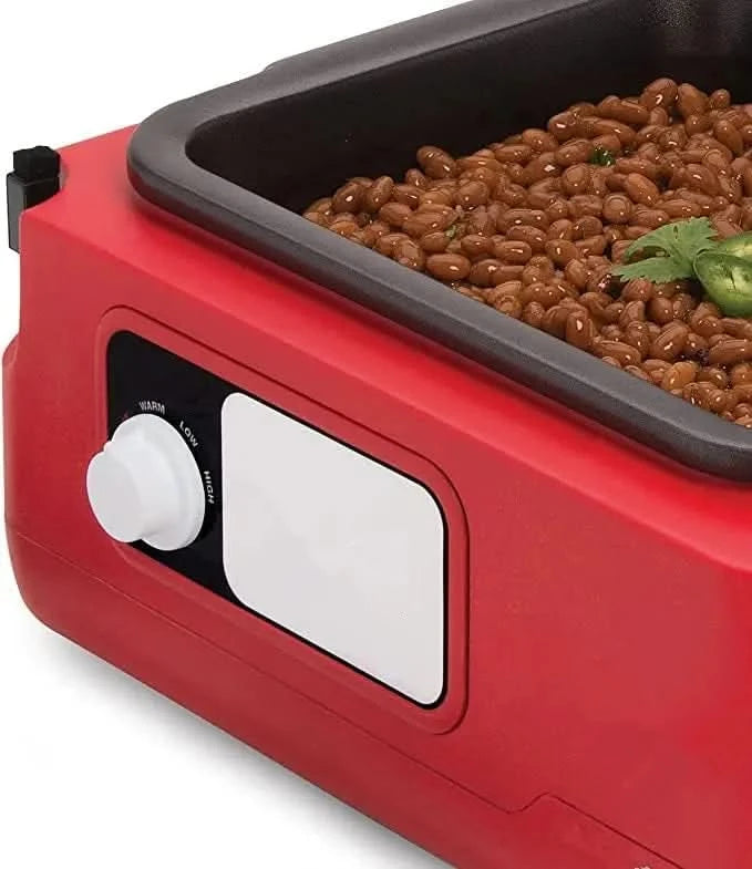 6 quart multi-purpose travel slow cooker, programmable self-insulation kitchen appliances, easy to carry, red - M & M Global