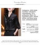 Elegant Pure Color Long Sleeve Women's Shirt with Bow Tie Single Button Open Cardigan Spring Autumn Fashionable Ageless