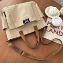 Urban Minimalist Female Student Large Capacity Commuting Horizontal Canvas Single Shoulder Diagonal Cross Portable Tote Bag - M & M Global