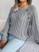 Women Casual Square Collar Buttons Long Sleeve Knitted Pullover Sweaters for Autumn Winter 2026