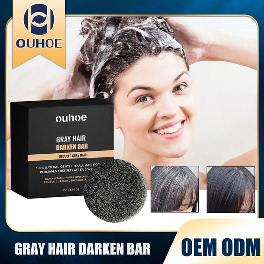 Darkening Hair Soap Blackening Beard Eyebrows Deep Cleansing Strengthen Nourish Repairing White Grey Hairs Treatment Shampoo Bar - M & M Global
