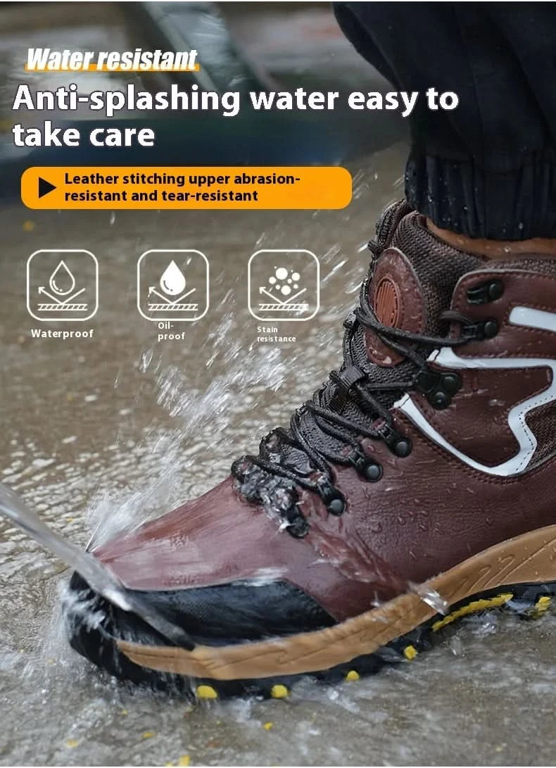 Widen Safety Boots Men Work Indestructible Shoes Climbing Boots Steel Toe Protective Boots Anti-smash Anti-puncture Safety Shoes