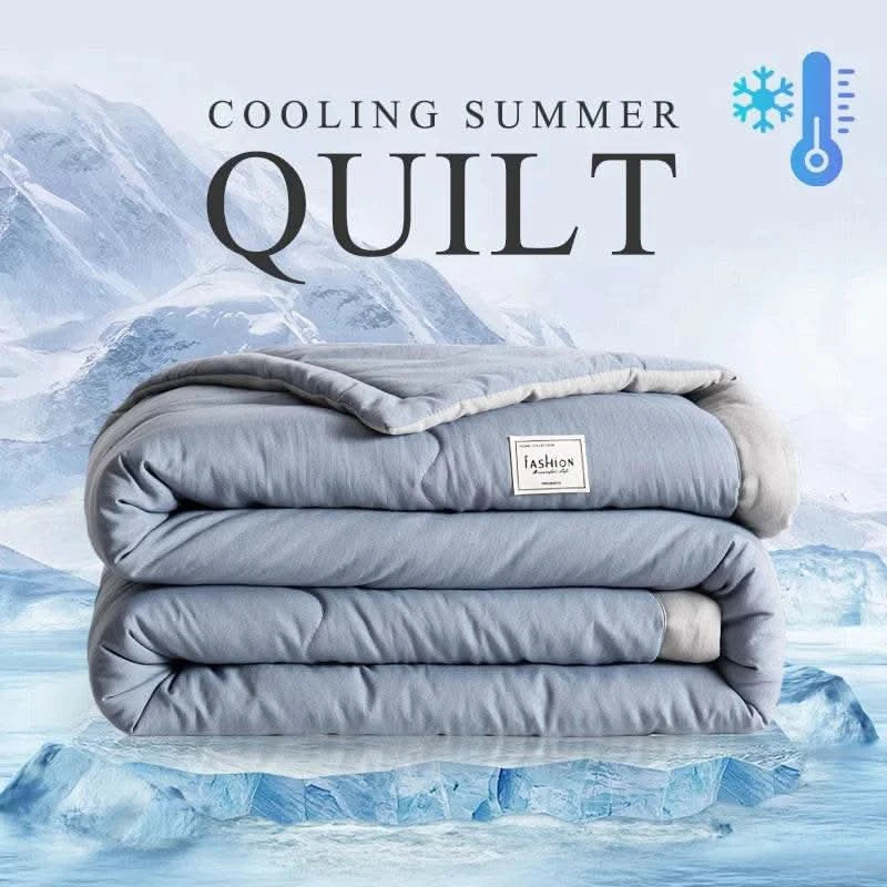 2025 new Japanese polyester cotton quilted summer quilt skin-friendly washable light luxury style solid color lightweight - M & M Global