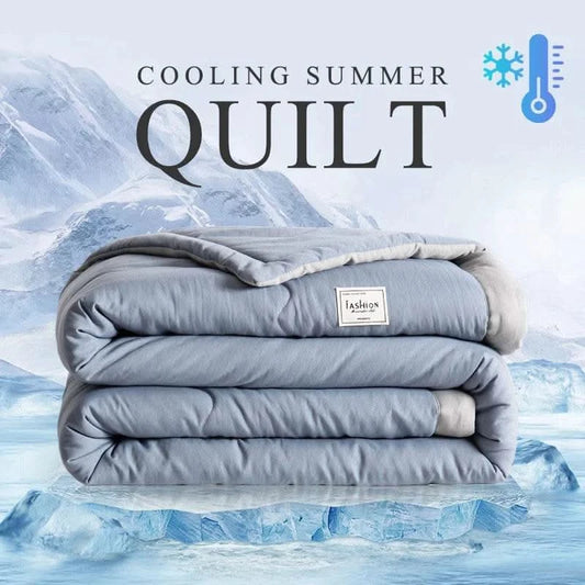 2025 new Japanese polyester cotton quilted summer quilt skin-friendly washable light luxury style solid color lightweight - M & M Global