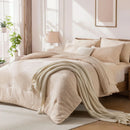 solid striped check Comforter set, soft microfiber, lightweight and breathable, easy to care for - bedding set for all seasons