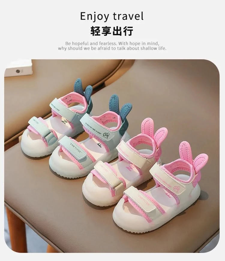 Children's Sandals 2-12 Years Old Cartoon Greenish Pink Soft Boys Girls Beach Shoes Casual Non-slip Kids Baby Sports Sandals - M & M Global