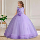 Girls' Sequin Pearl Princess Dress 5-14 Years Old Flower Decal Sleeveless Temperament Long Dress Halloween Banquet Fashion Dress - M & M Global