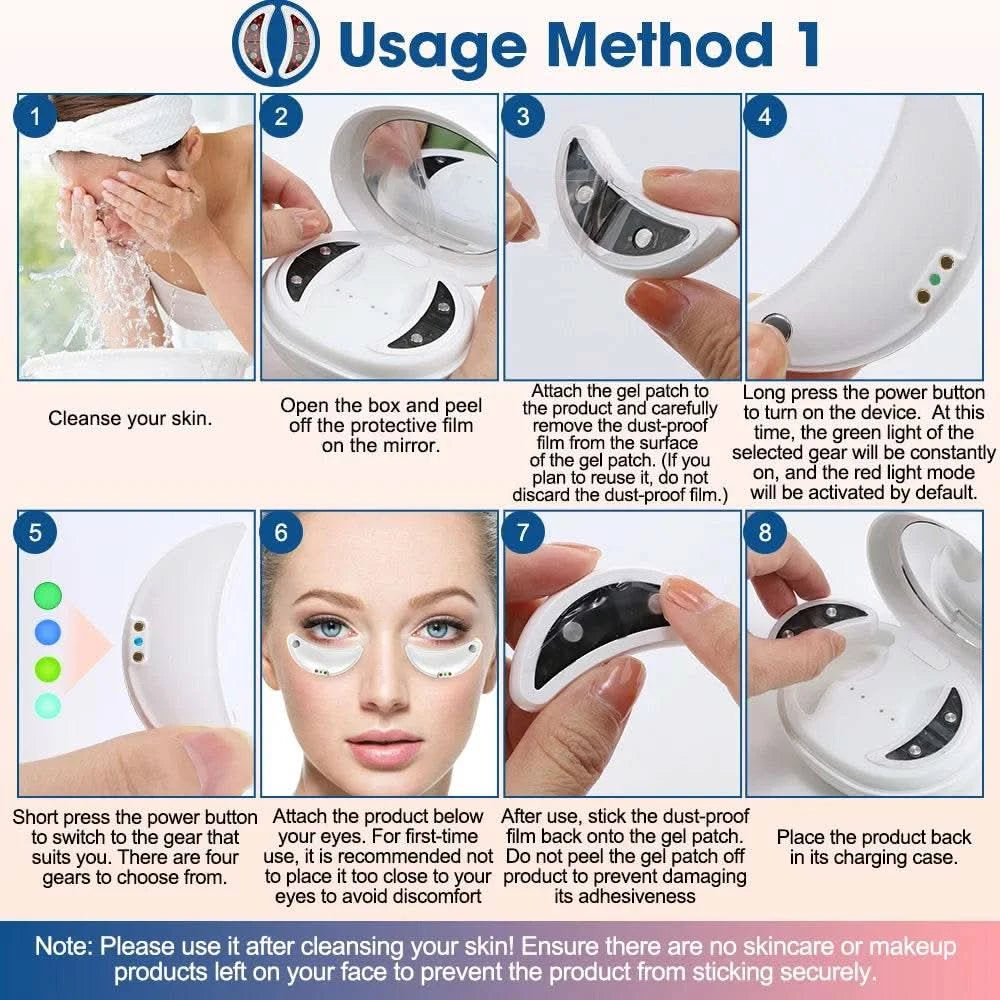 660nm Red Light Eye Massager with EMS Anti-Aging Eye Care Device Reduce Bags & Dark Circles Portable Eye Rejuvenation Pads - M & M Global