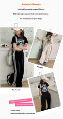 Girls' summer casual suit, new children's fashionable T-shirt, casual pants, summer dress, foreign short-sleeved two-piece set, - M & M Global