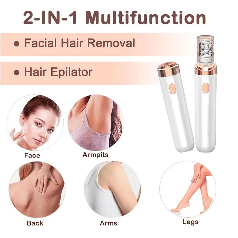 2-in-1 Electric Epilator & Shaver for Women, USB Charge Style Facial Hair Removal Precision Trimmer for Face, Legs, Bikini, Arms - M & M Global