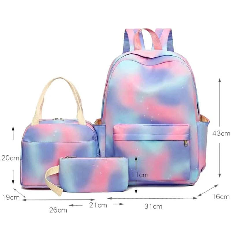 3Pcs Lilo Stitch Colorful Backpack Set With Tote and Pouch Large Capacity Lightweight And Breathable Outdoor Knapsack - M & M Global