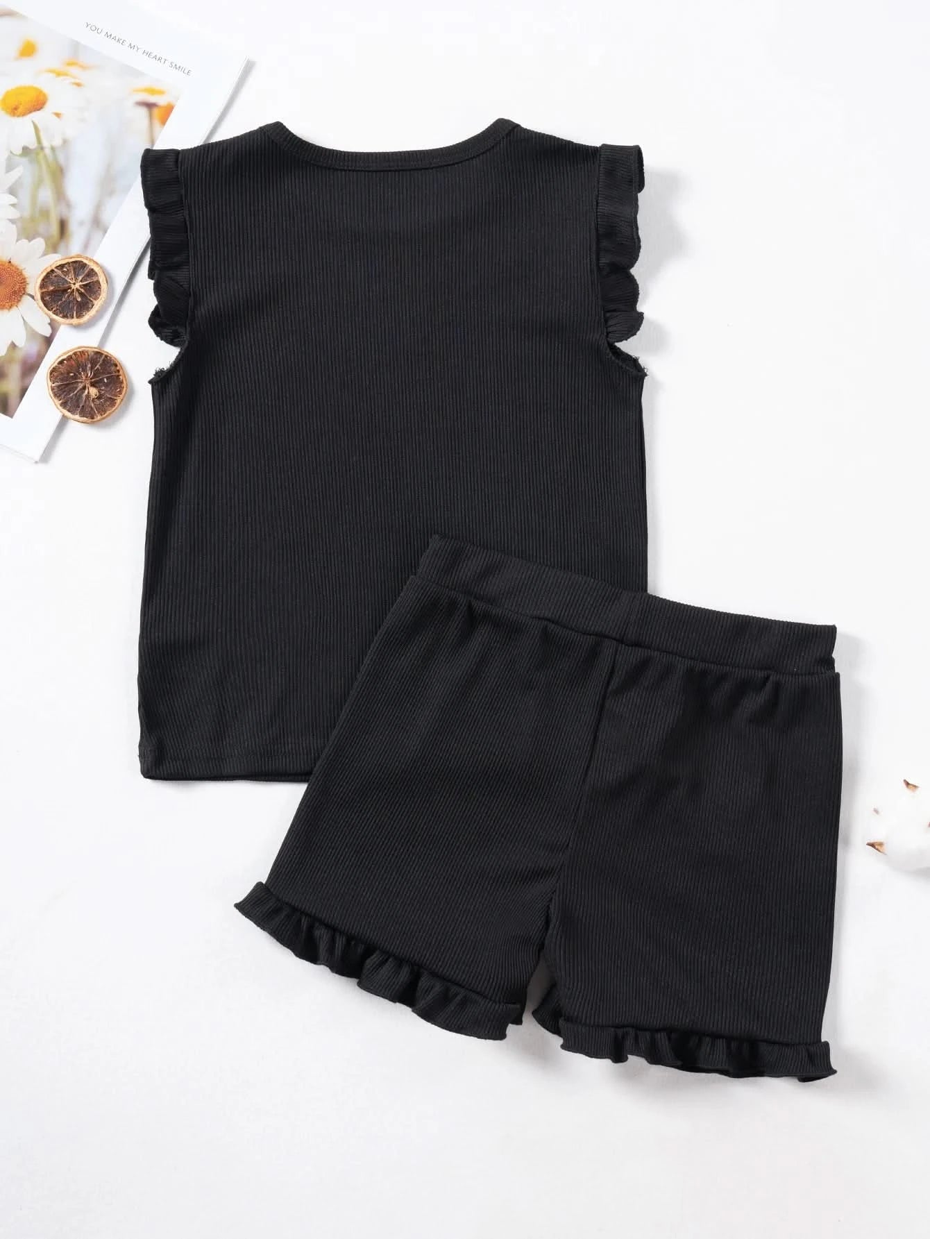 2024 Summer Hot selling Little Girl Daily Casual Clothing Minimalist Little Girl Polyester Set Cool Sleeveless Shorts Set Girl - M & M Global